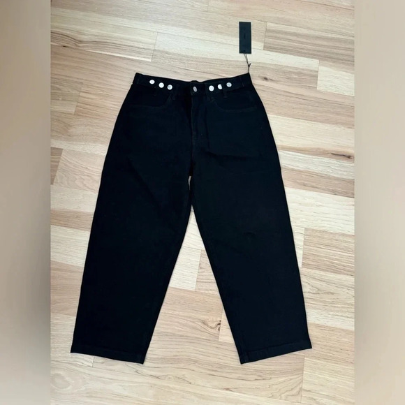 Edwin streetware Maiia Cropped Wide-Leg Jeans in black adjustable waist size S - Picture 5 of 16
